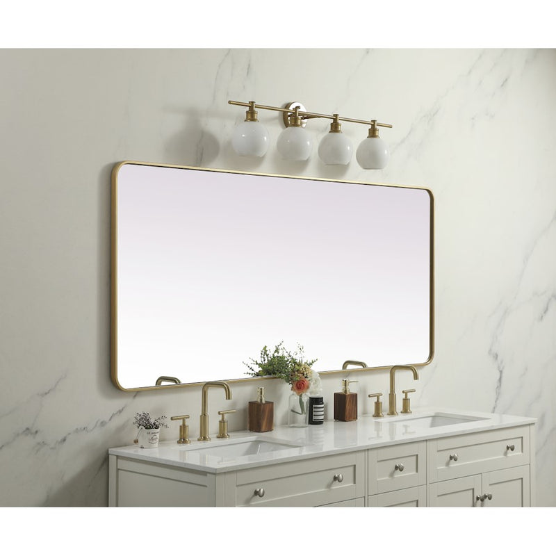 Elegant Decor Evermore Soft Corner Rect Mirror 32X72", Brass