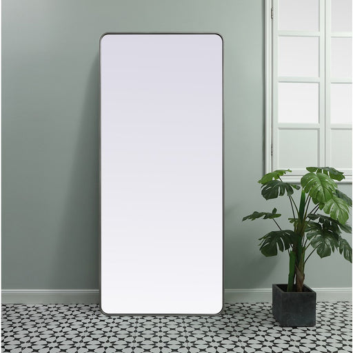Elegant Decor Evermore Soft Corner Rect Mirror 32X72", Silver