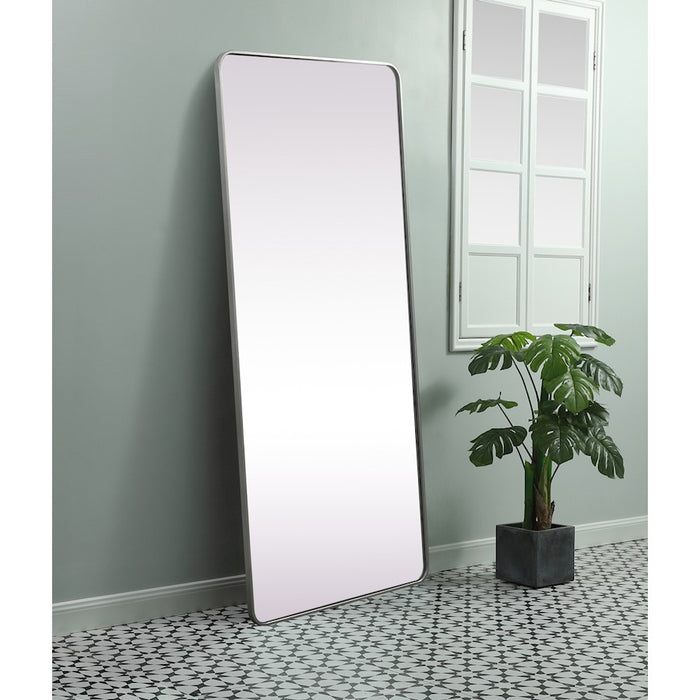 Elegant Decor Evermore Soft Corner Rect Mirror 32X72", Silver