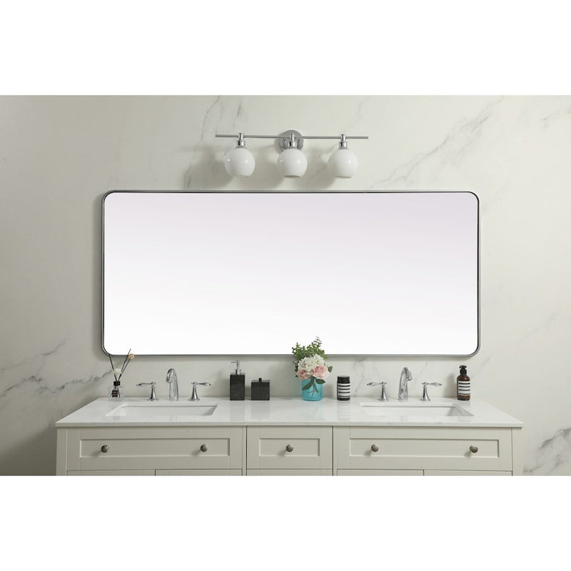 Elegant Decor Evermore Soft Corner Rect Mirror 32X72", Silver
