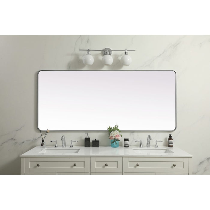 Elegant Decor Evermore Soft Corner Rect Mirror 32X72", Silver