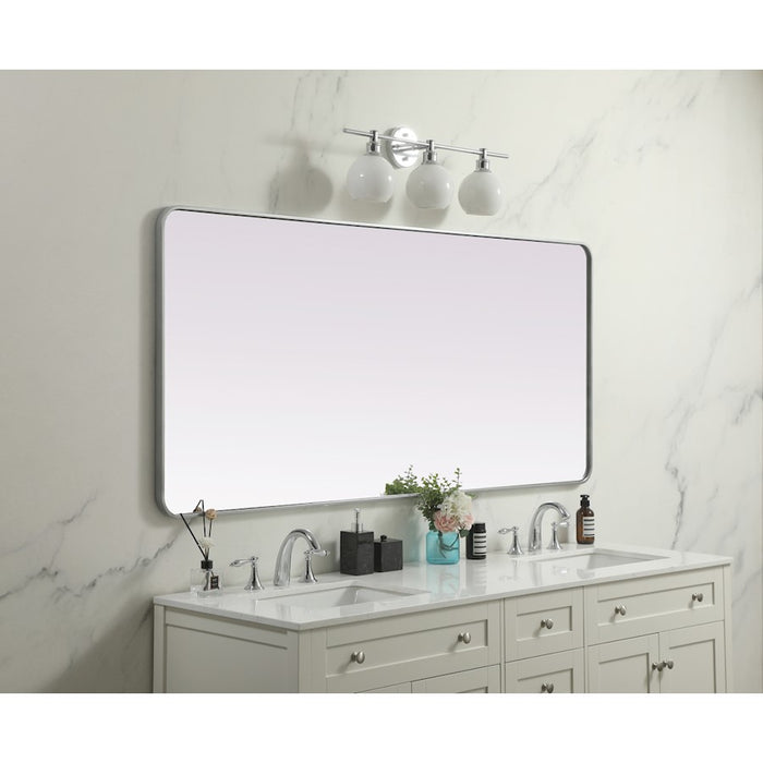 Elegant Decor Evermore Soft Corner Rect Mirror 32X72", Silver