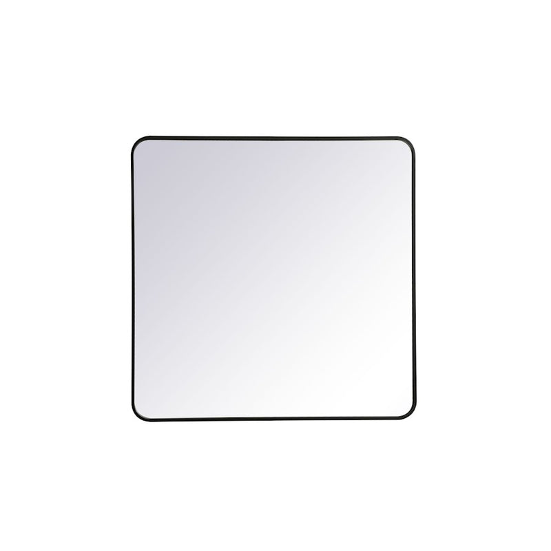 Elegant Decor Evermore Soft Corner Rectangular Mirror 36X36", Black