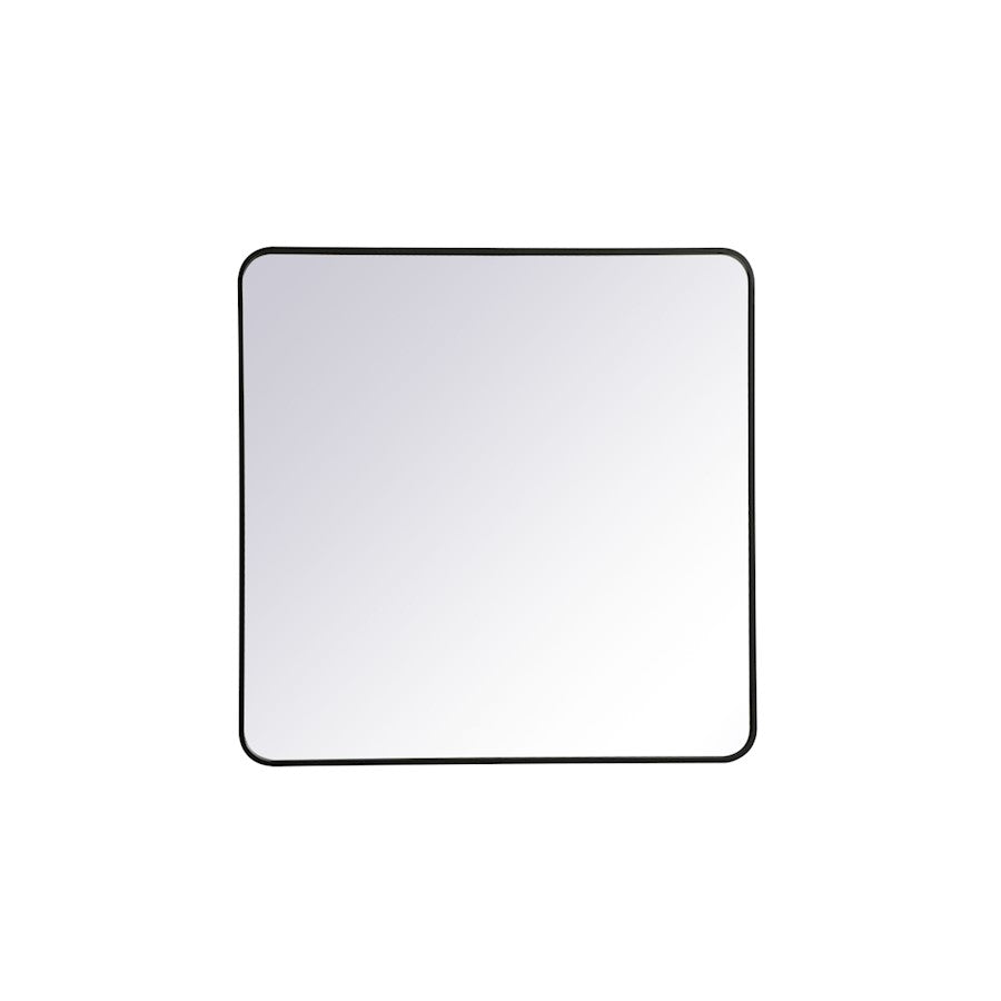 Elegant Decor Evermore Soft Corner Rectangular Mirror 36X36", Black