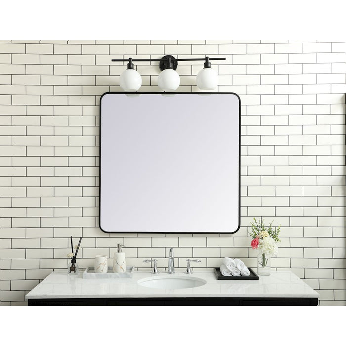 Elegant Decor Evermore Soft Corner Rectangular Mirror 36X36", Black