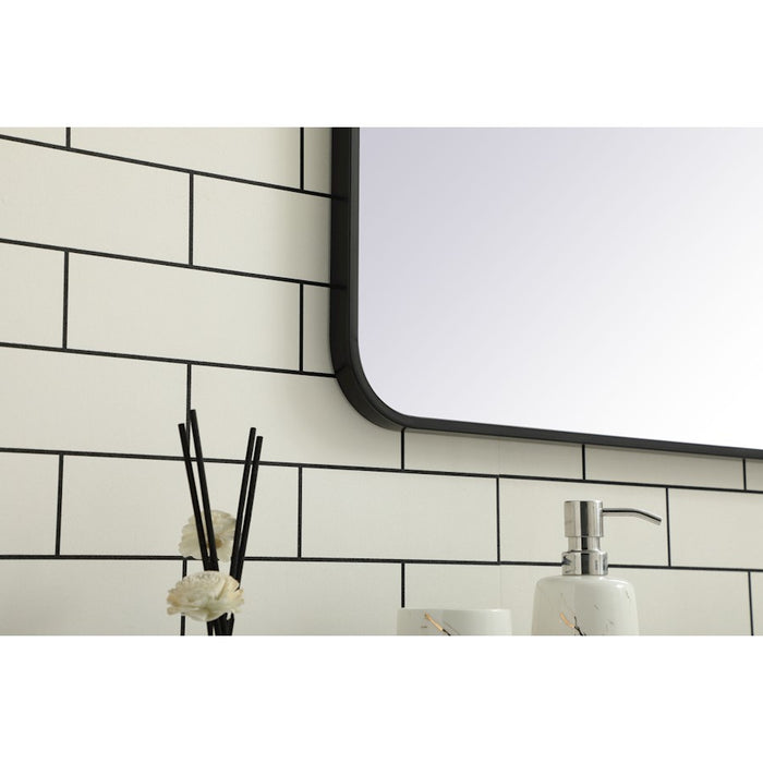 Elegant Decor Evermore Soft Corner Rectangular Mirror 36X36", Black