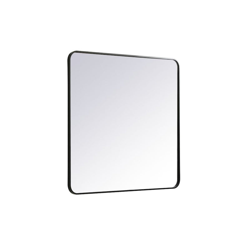 Elegant Decor Evermore Soft Corner Rectangular Mirror 36X36", Black