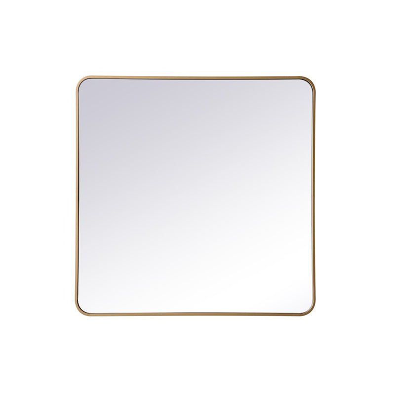Elegant Decor Evermore Soft Corner Rectangular Mirror 36X36", Brass