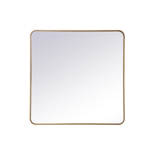 Elegant Decor Evermore Soft Corner Rectangular Mirror 36X36", Brass