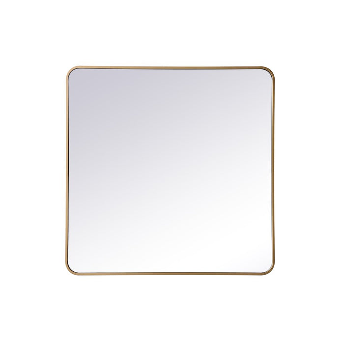 Elegant Decor Evermore Soft Corner Rectangular Mirror 36X36", Brass