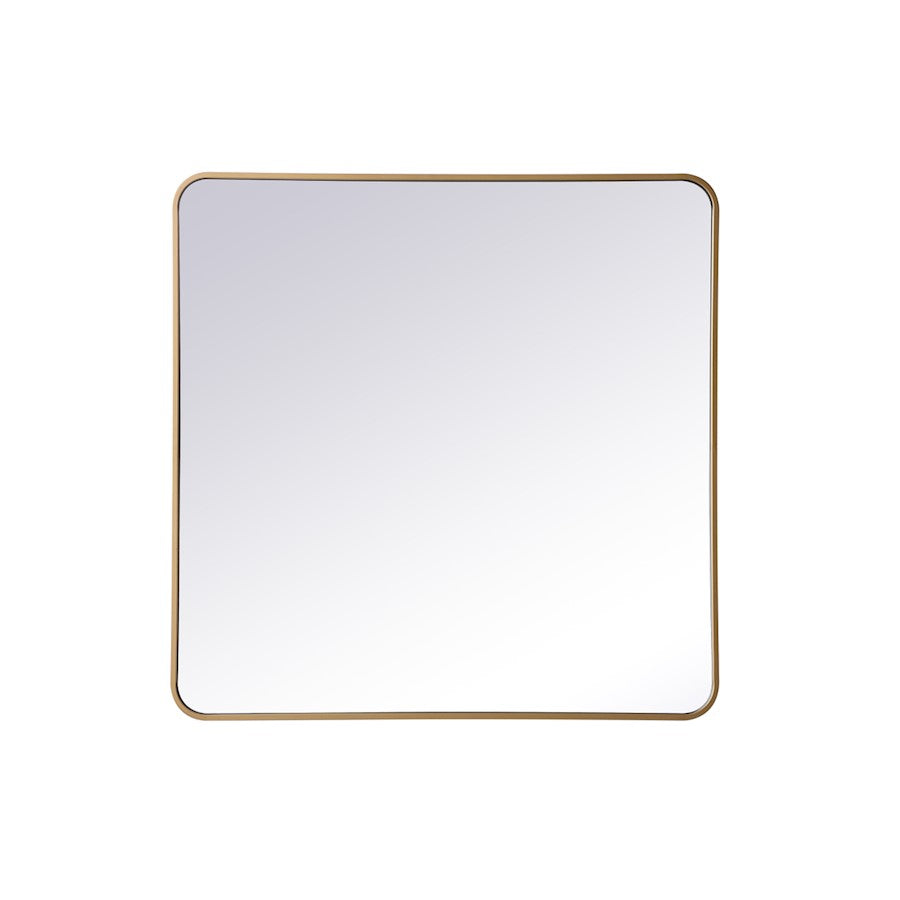 Elegant Decor Evermore Soft Corner Rectangular Mirror 36X36", Brass