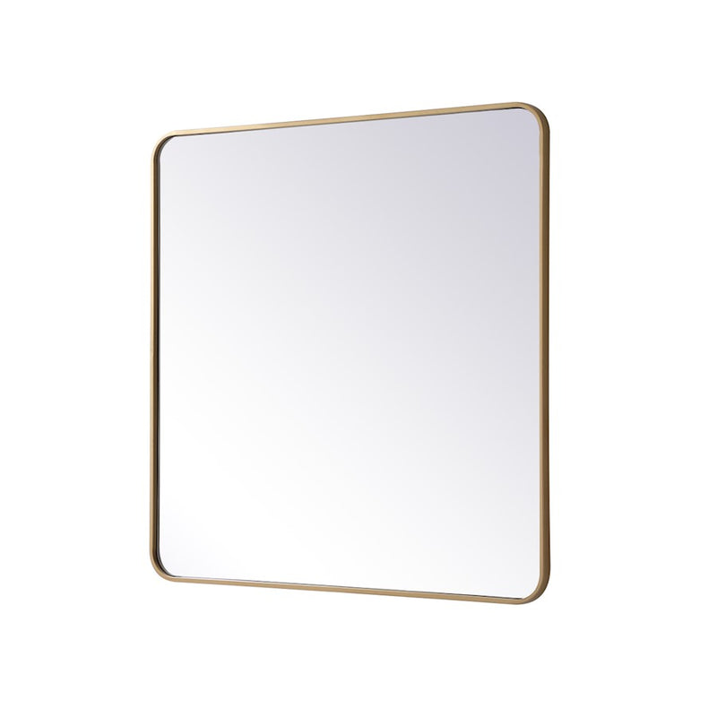 Elegant Decor Evermore Soft Corner Rectangular Mirror 36X36", Brass