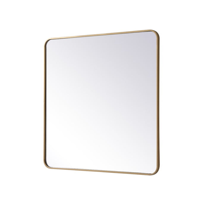 Elegant Decor Evermore Soft Corner Rectangular Mirror 36X36", Brass