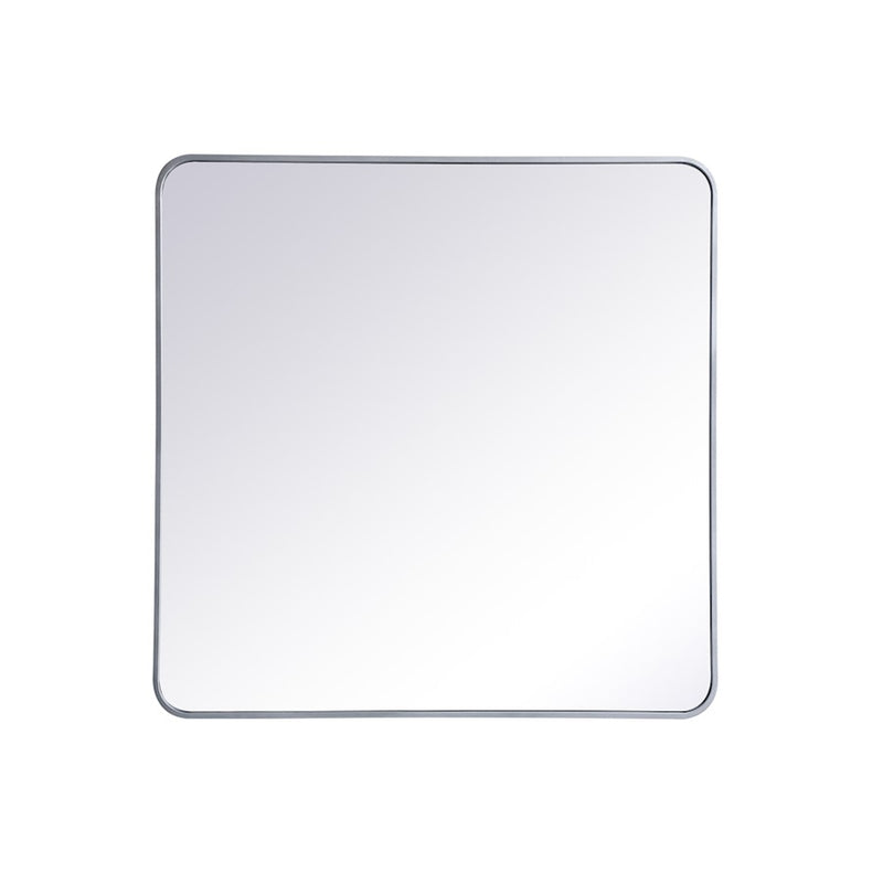 Elegant Decor Evermore Soft Corner Rectangular Mirror 36X36", Silver