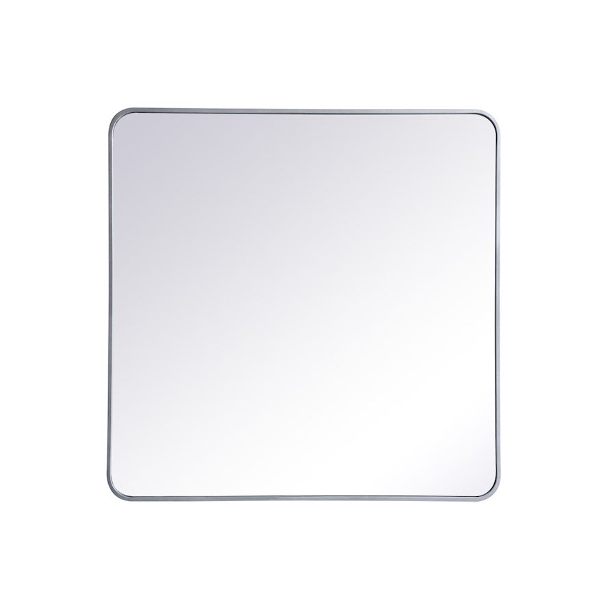 Elegant Decor Evermore Soft Corner Rectangular Mirror 36X36", Silver