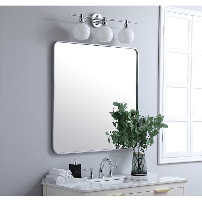 Elegant Decor Evermore Soft Corner Rectangular Mirror 36X36", Silver