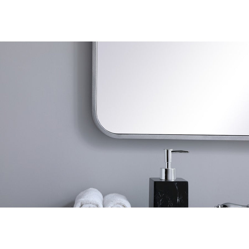Elegant Decor Evermore Soft Corner Rectangular Mirror 36X36", Silver