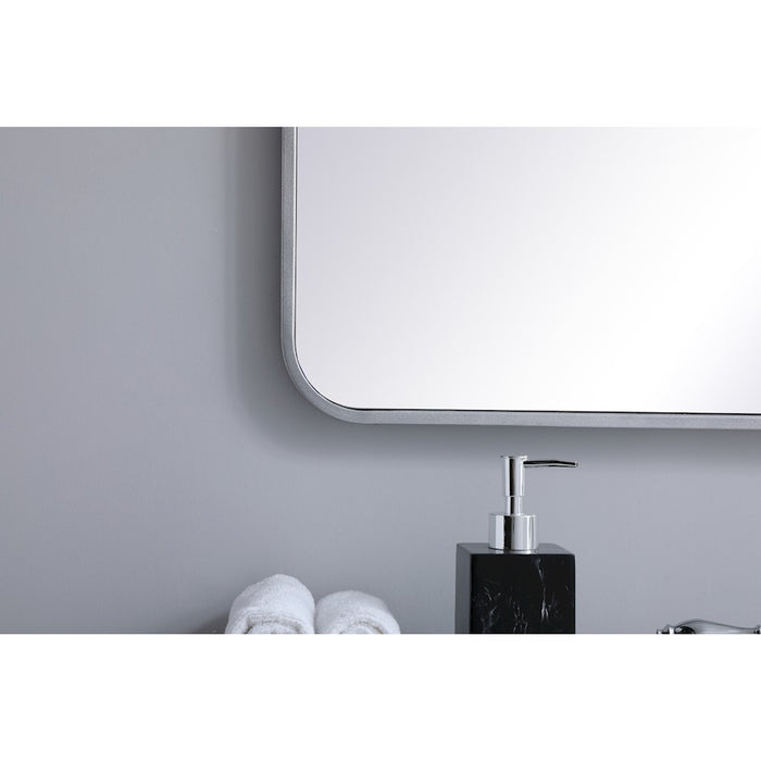 Elegant Decor Evermore Soft Corner Rectangular Mirror 36X36", Silver
