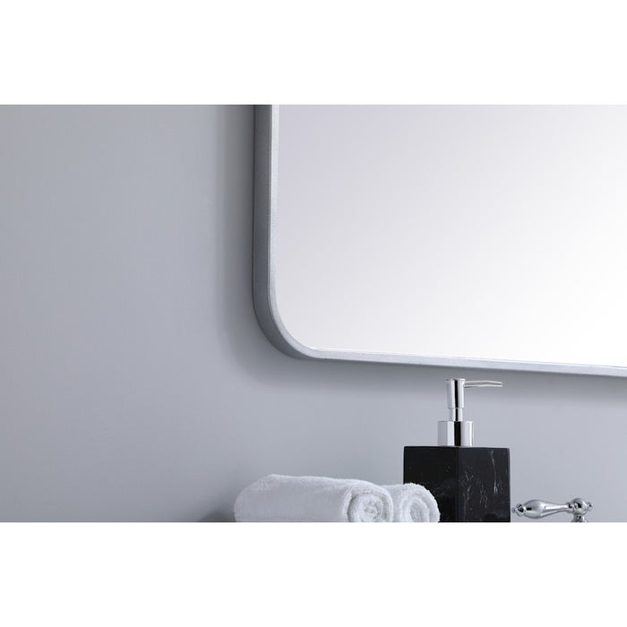 Elegant Decor Evermore Soft Corner Rectangular Mirror 36X36", Silver
