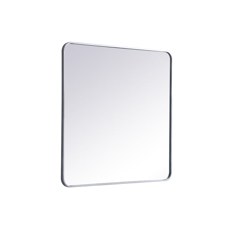 Elegant Decor Evermore Soft Corner Rectangular Mirror 36X36", Silver