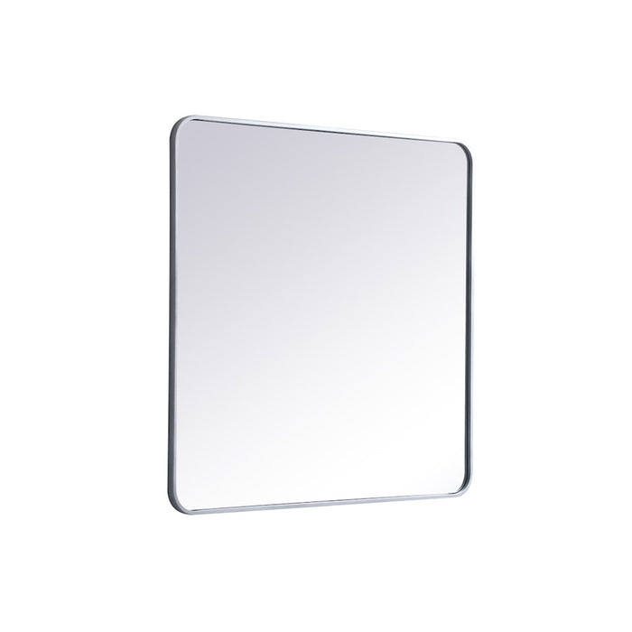 Elegant Decor Evermore Soft Corner Rectangular Mirror 36X36", Silver