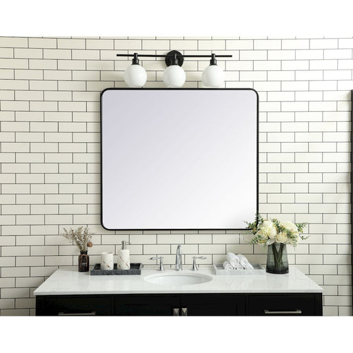Elegant Decor Evermore Soft Corner Rectangular Mirror 36X40", Black