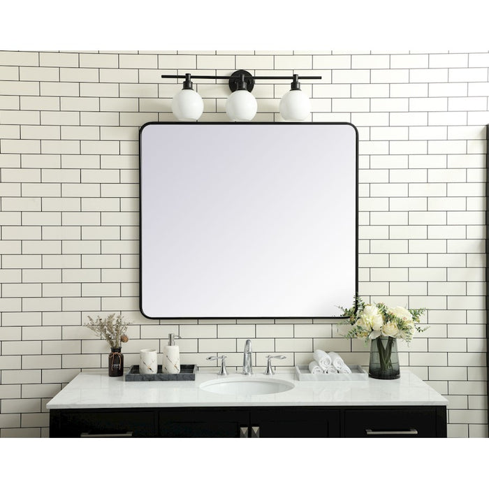 Elegant Decor Evermore Soft Corner Rectangular Mirror 36X40", Black