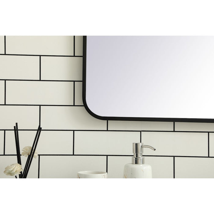 Elegant Decor Evermore Soft Corner Rectangular Mirror 36X40", Black