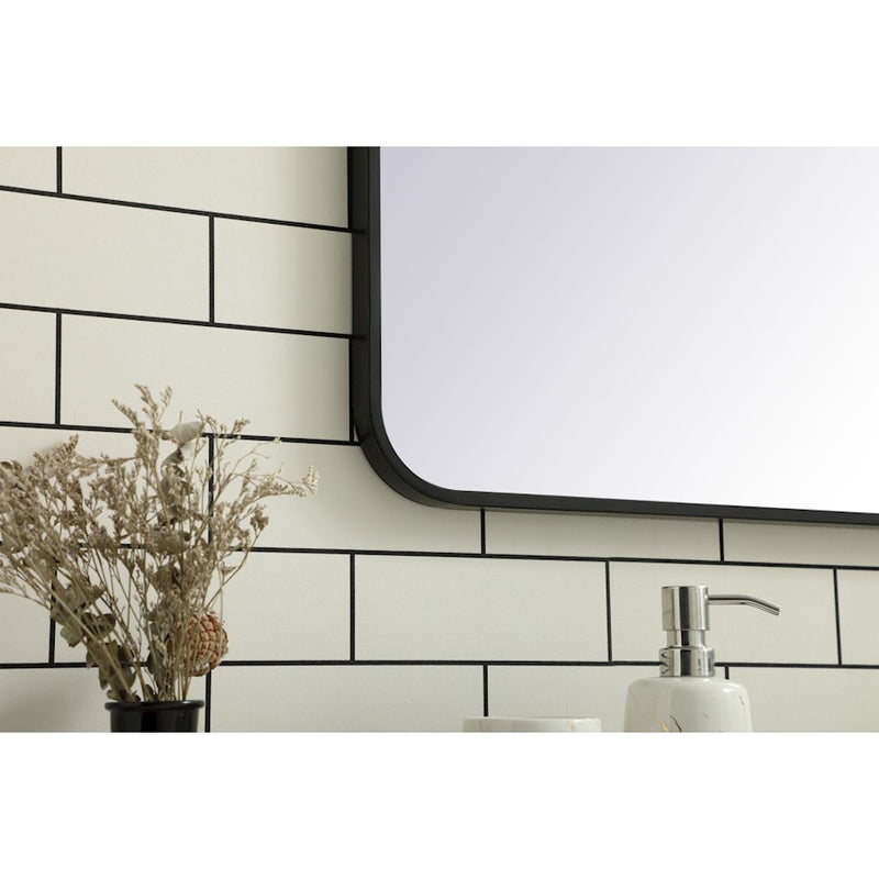 Elegant Decor Evermore Soft Corner Rectangular Mirror 36X40", Black