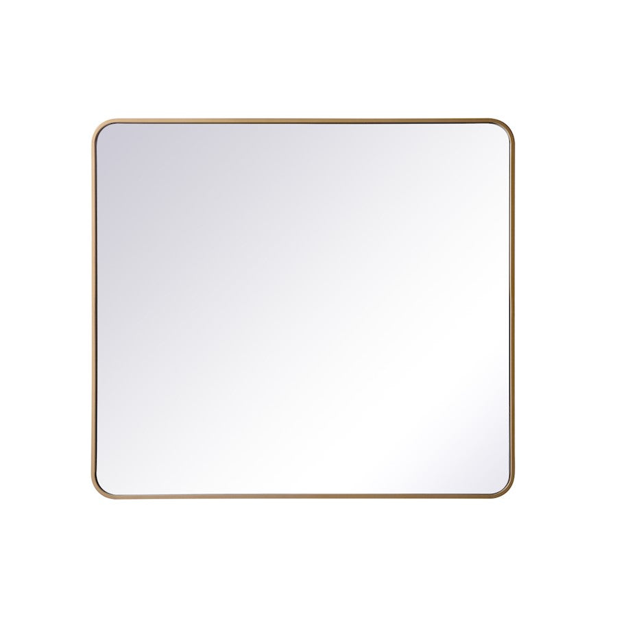 Elegant Decor Evermore Soft Corner Rectangular Mirror 36X40", Brass
