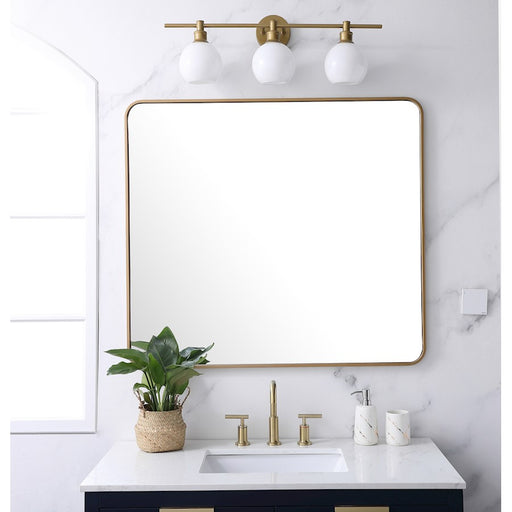 Elegant Decor Evermore Soft Corner Rectangular Mirror 36X40", Brass