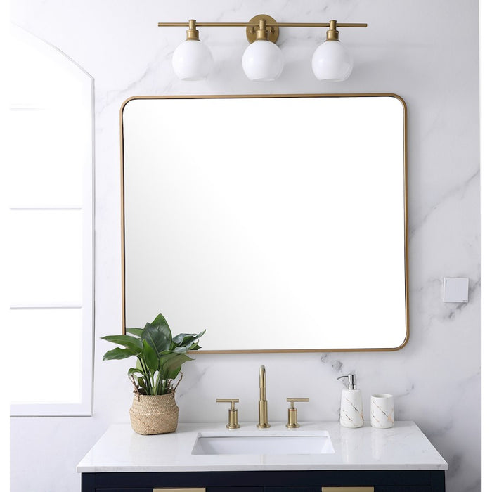 Elegant Decor Evermore Soft Corner Rectangular Mirror 36X40", Brass