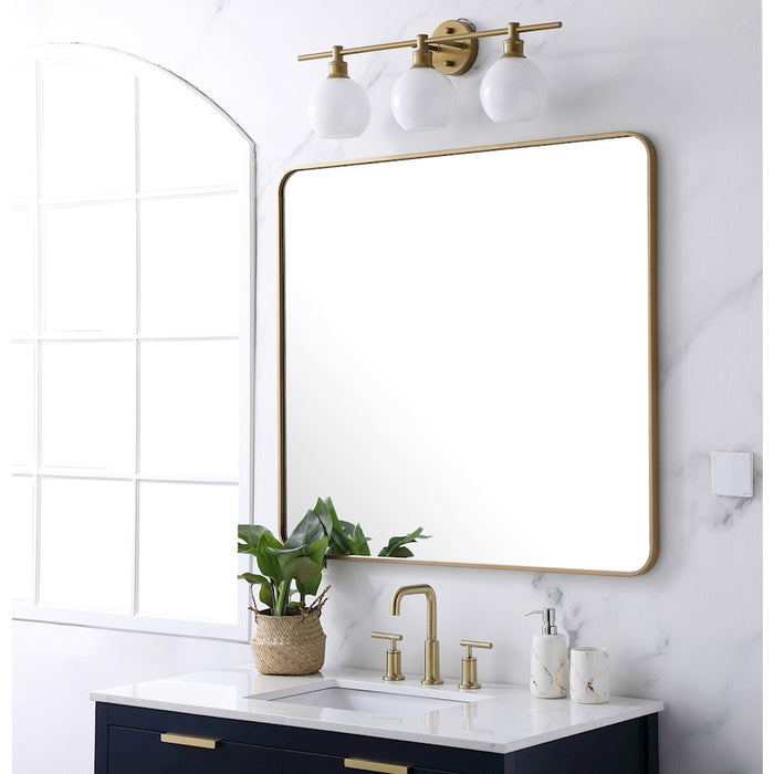 Elegant Decor Evermore Soft Corner Rectangular Mirror 36X40", Brass