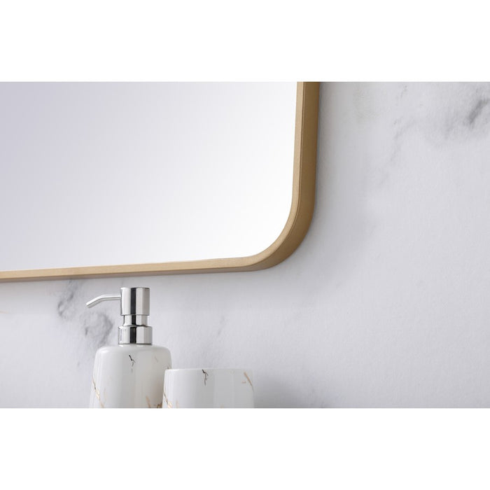 Elegant Decor Evermore Soft Corner Rectangular Mirror 36X40", Brass