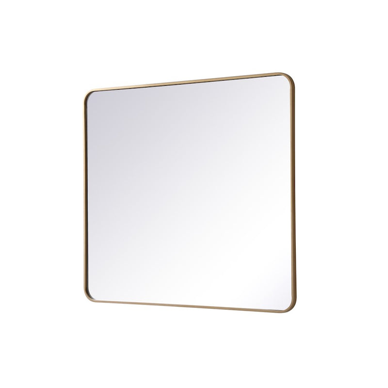 Elegant Decor Evermore Soft Corner Rectangular Mirror 36X40", Brass