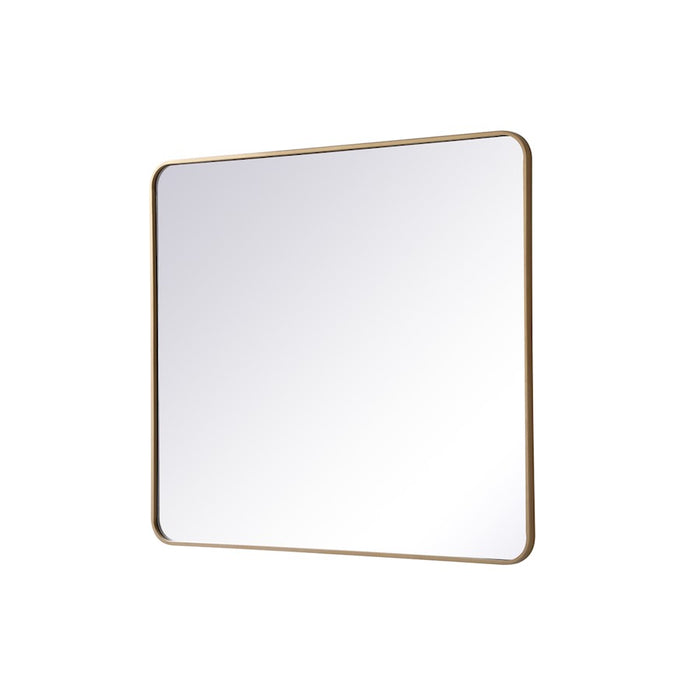 Elegant Decor Evermore Soft Corner Rectangular Mirror 36X40", Brass