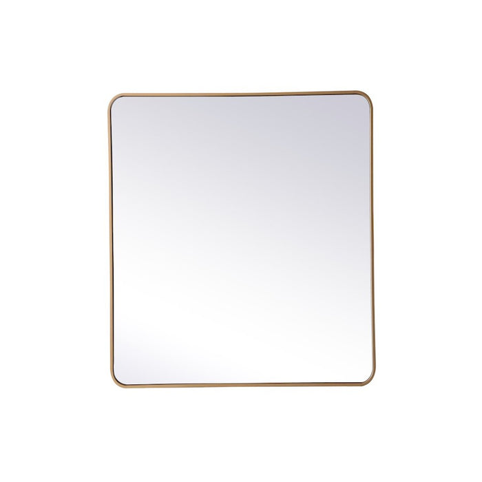 Elegant Decor Evermore Soft Corner Rectangular Mirror 36X40", Brass