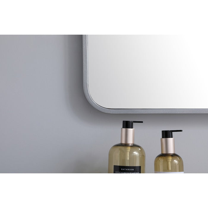 Elegant Decor Evermore Soft Corner Rectangular Mirror 36X40", Silver