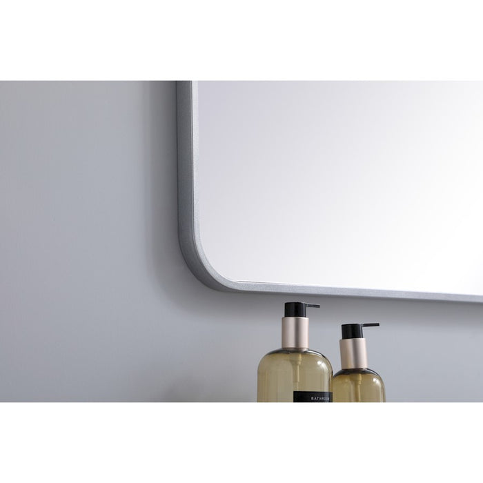 Elegant Decor Evermore Soft Corner Rectangular Mirror 36X40", Silver