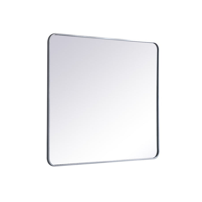 Elegant Decor Evermore Soft Corner Rectangular Mirror 36X40", Silver