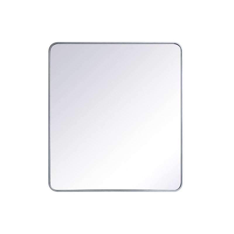 Elegant Decor Evermore Soft Corner Rectangular Mirror 36X40", Silver