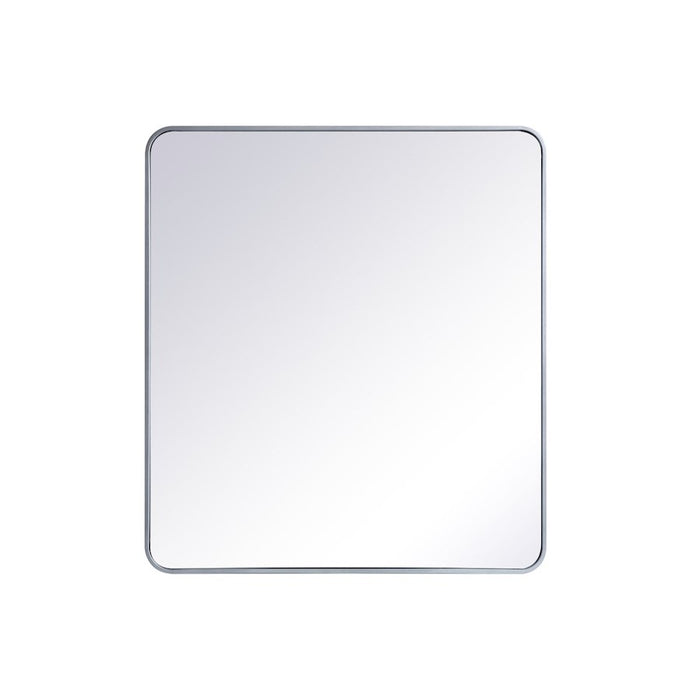 Elegant Decor Evermore Soft Corner Rectangular Mirror 36X40", Silver