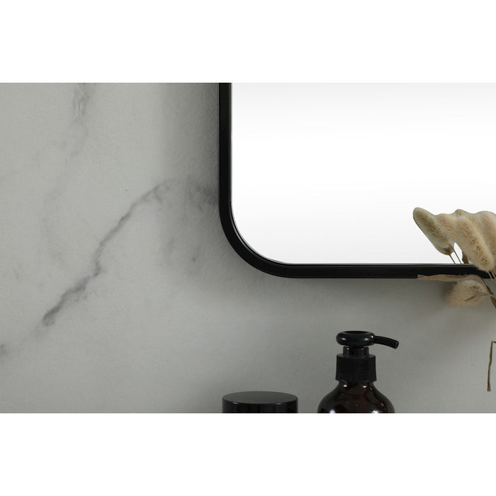 Elegant Decor Evermore Soft Corner Square Mirror 42X42", Black