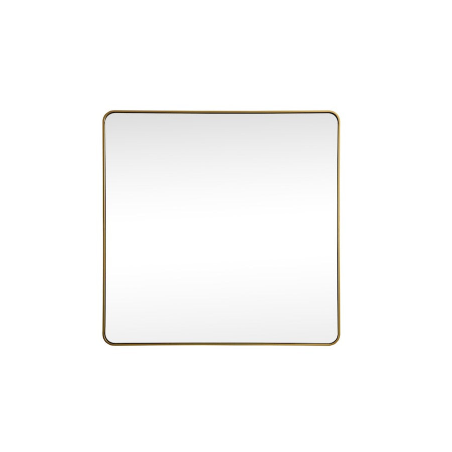 Elegant Decor Evermore Soft Corner Square Mirror 42X42", Brass