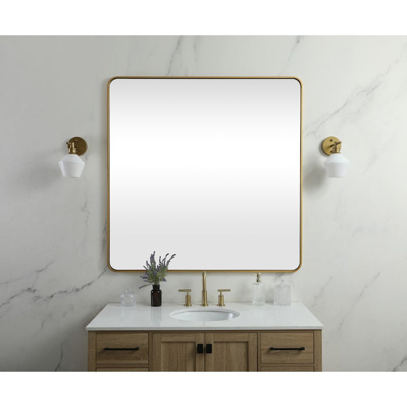 Elegant Decor Evermore Soft Corner Square Mirror 42X42", Brass