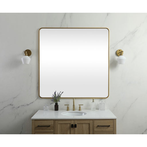 Elegant Decor Evermore Soft Corner Square Mirror 42X42", Brass