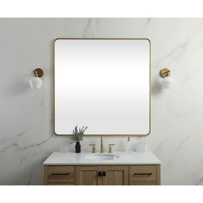 Elegant Decor Evermore Soft Corner Square Mirror 42X42", Brass