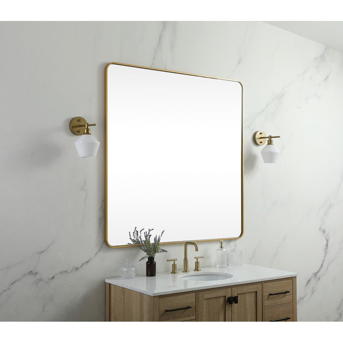 Elegant Decor Evermore Soft Corner Square Mirror 42X42", Brass