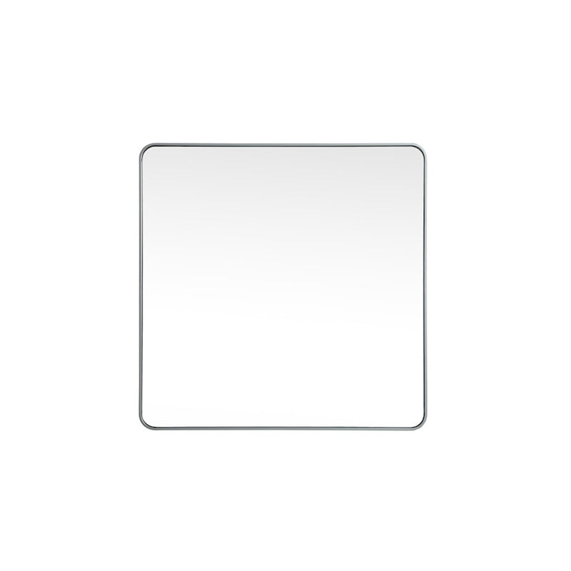 Elegant Decor Evermore Soft Corner Square Mirror 42X42", Silver