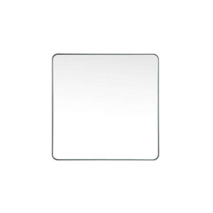 Elegant Decor Evermore Soft Corner Square Mirror 42X42", Silver
